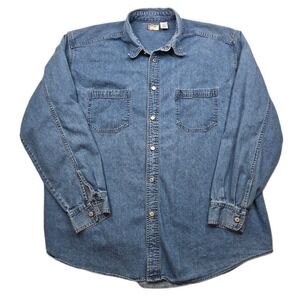Levi's Red Tab Denim Shirt Mens XL Blue Cotton Metal Buttons Long‎ Sleeve